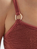 HUNZA G - Iris Bikini With Gold Hoops - Metallic Rosewood-Swimwear-Hunza G-UPTOWN LOCAL