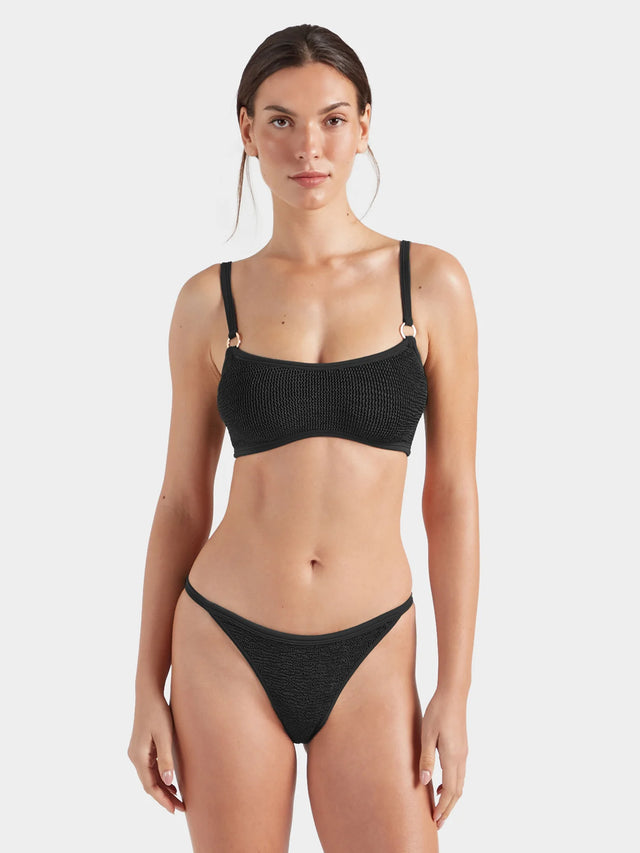 HUNZA G - Iris Bikini With Gold Hoops - Black-Swimwear-Hunza G-UPTOWN LOCAL