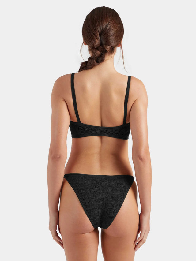 HUNZA G - Iris Bikini With Gold Hoops - Black-Swimwear-Hunza G-UPTOWN LOCAL