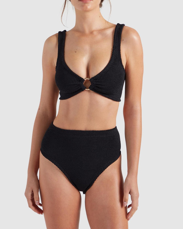 HUNZA G - Nadine with Gold Hoop Bikini - Black