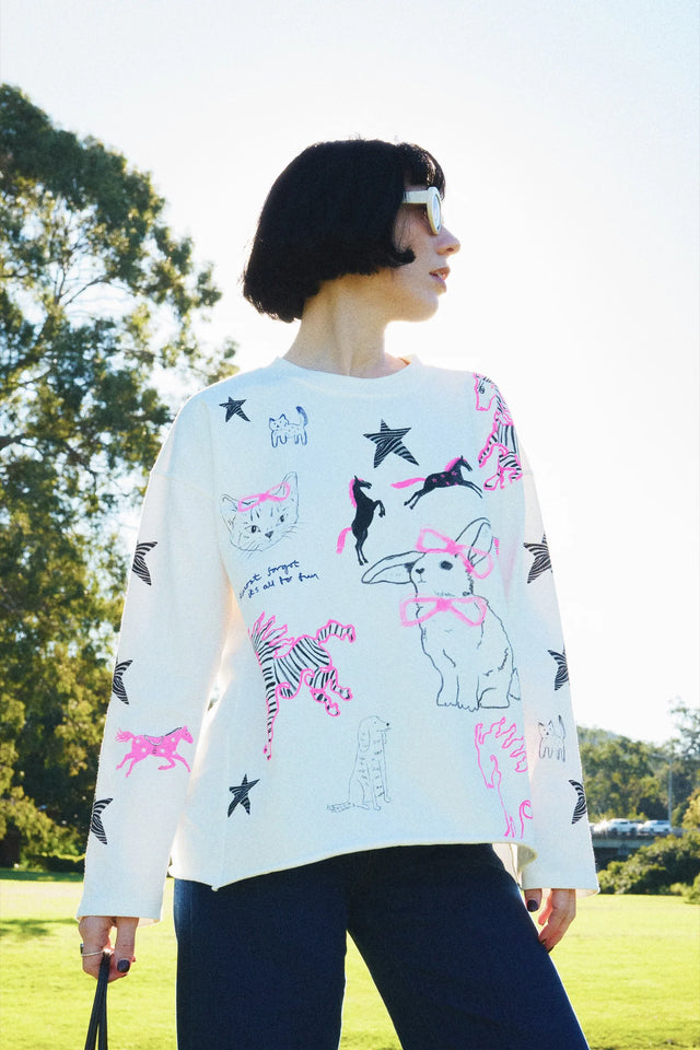 THE TALES - Animal illustrated Long Sleeve Top
