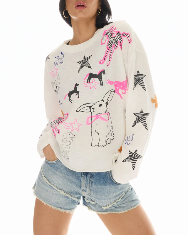 THE TALES - Animal illustrated Long Sleeve Top