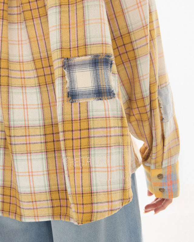 THE TALES - Patched Up Yellow Flannel Western Shirt-Shirts-The Tales-UPTOWN LOCAL