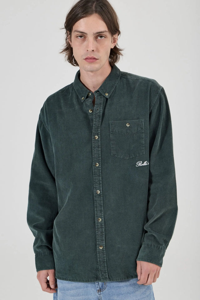 ROLLAS - Signature Cord LS Shirt - Forest