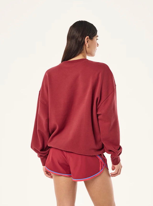 PE NATION - Tidal Oversized Sweat - Cherry Red