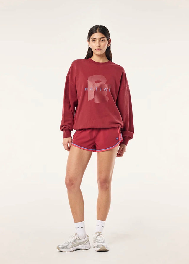 PE NATION - Tidal Oversized Sweat - Cherry Red