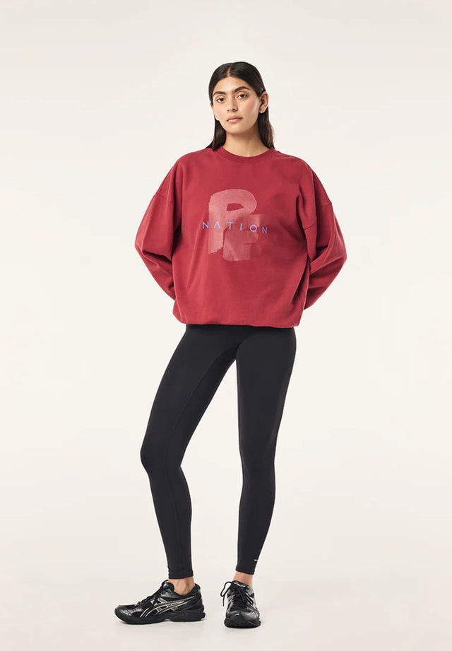 PE NATION - Tidal Oversized Sweat - Cherry Red