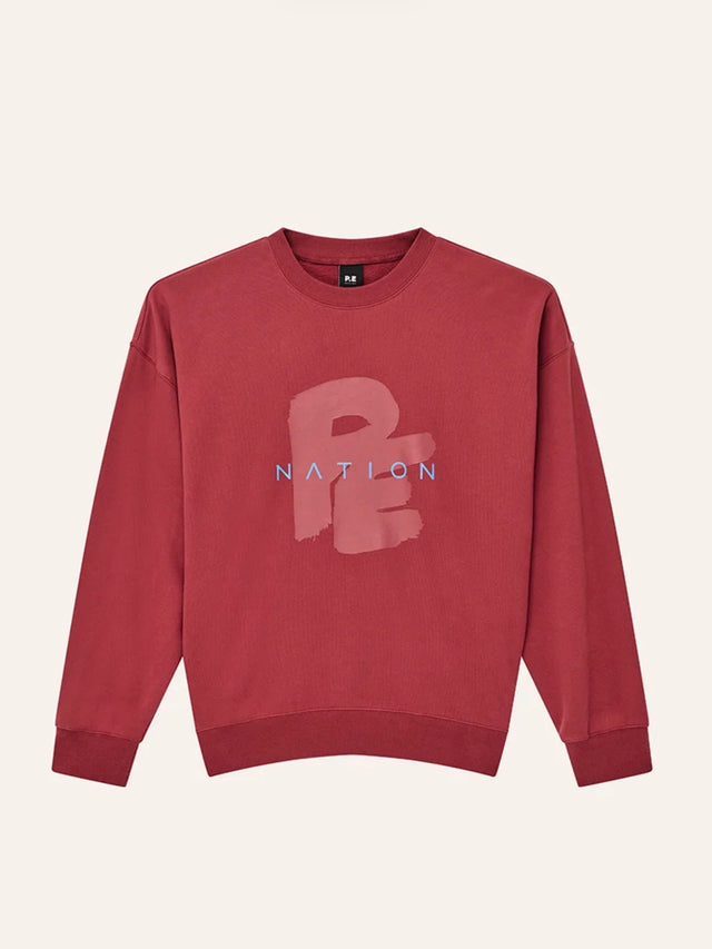 PE NATION - Tidal Oversized Sweat - Cherry Red