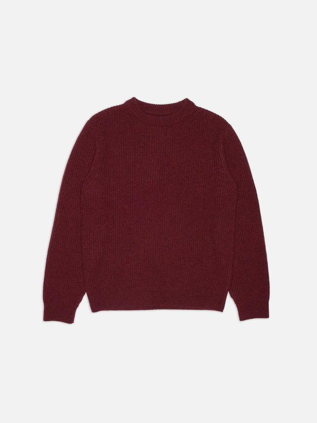 NUDIE JEANS - August Rib Wool Sweater - Burgundy