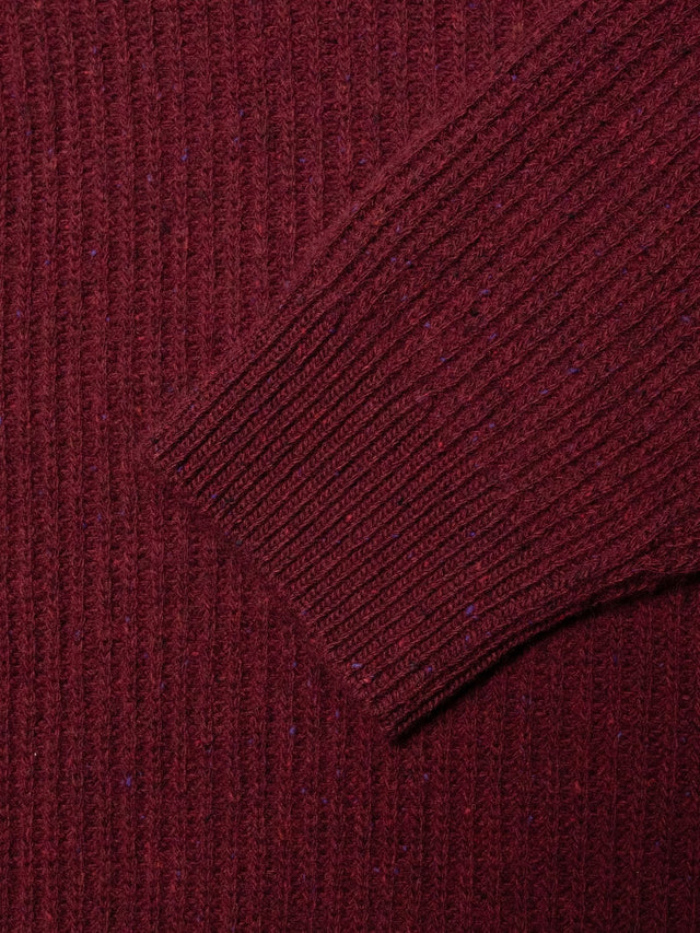 NUDIE JEANS - August Rib Wool Sweater - Burgundy