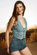 Dallas Vest - Chloe Recycled Vintage Blue-Vest-Rolla's-6/XS-UPTOWN LOCAL