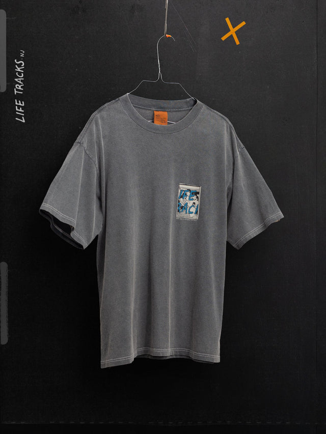 NUDIE JEANS - Koffe T-Shirt Life Tracks III - Antracite-T-Shirts-Nudie Jeans-S-UPTOWN LOCAL