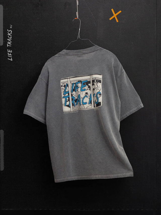 NUDIE JEANS - Koffe T-Shirt Life Tracks III - Antracite-T-Shirts-Nudie Jeans-S-UPTOWN LOCAL