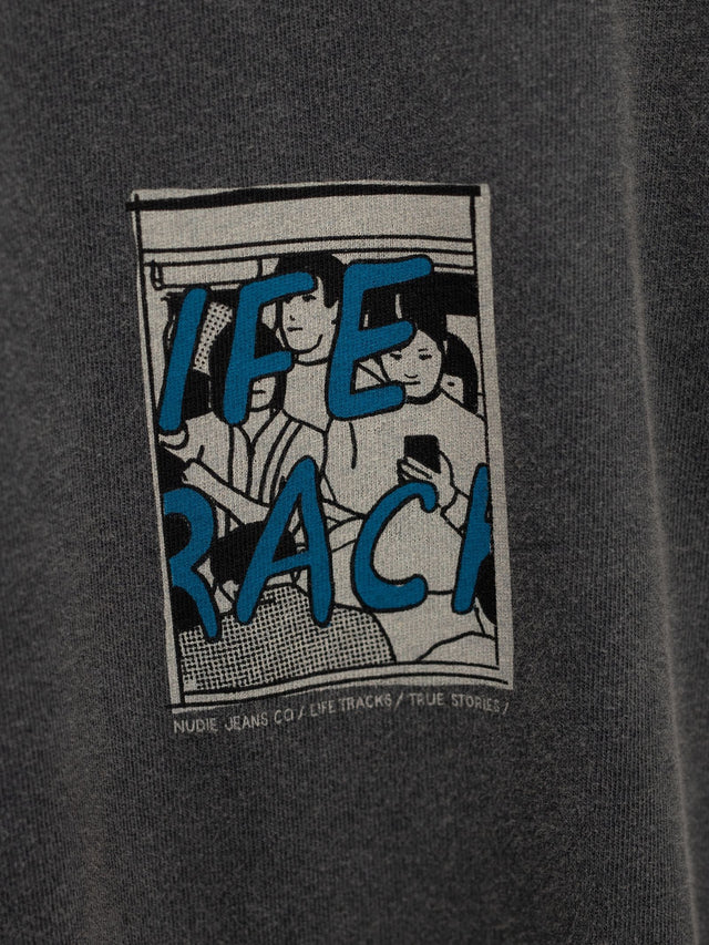 NUDIE JEANS - Koffe T-Shirt Life Tracks III - Antracite-T-Shirts-Nudie Jeans-S-UPTOWN LOCAL