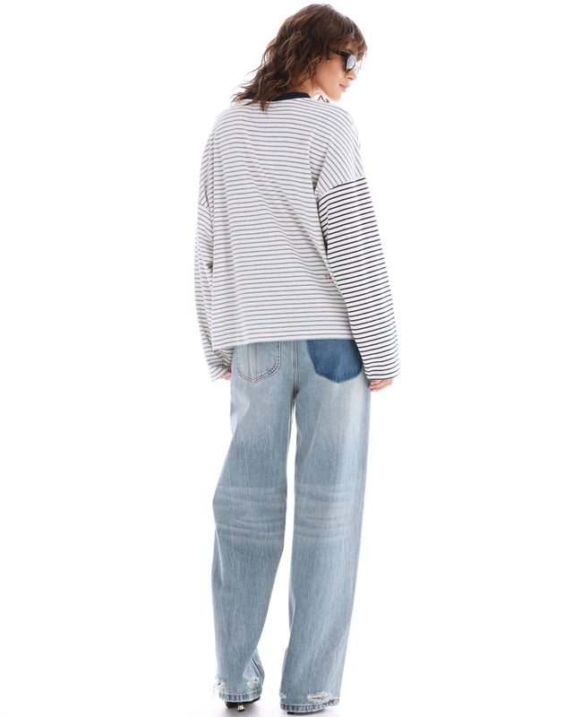 The Tales - Lexy Soft Stripe Patchwork Tee-T-Shirts-The Tales-XS-UPTOWN LOCAL