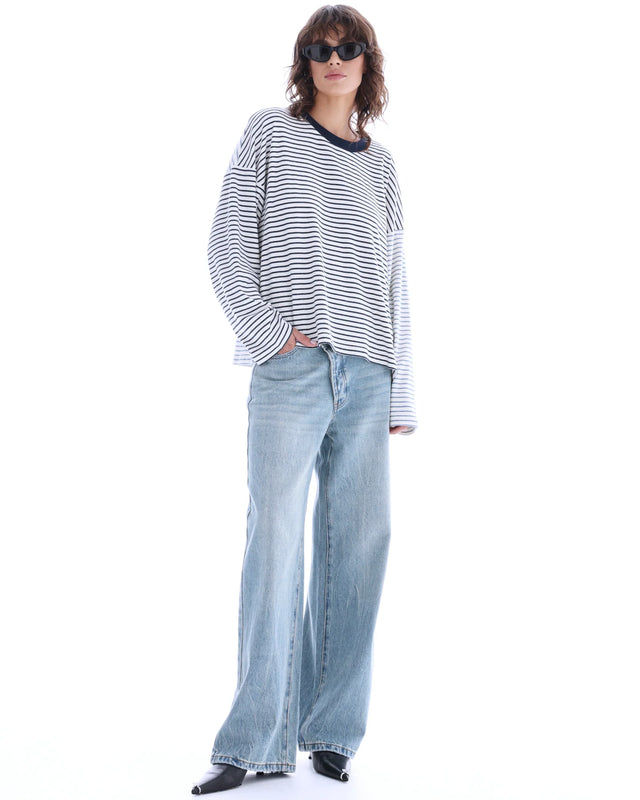 The Tales - Lexy Soft Stripe Patchwork Tee-T-Shirts-The Tales-XS-UPTOWN LOCAL
