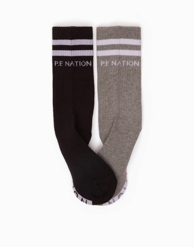Marathon Crew Sock Pack - 2 Pairs Black / Grey-Underwear-PE Nation-S/M-UPTOWN LOCAL