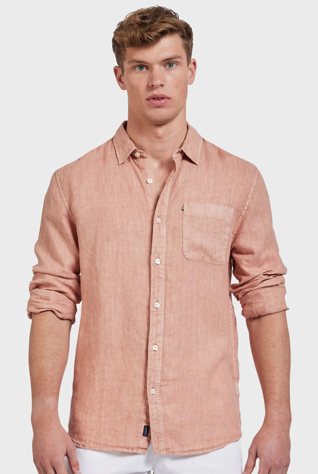 Hampton Linen Shirt - Peachy Beige-Shirts-Academy Brand-S-UPTOWN LOCAL