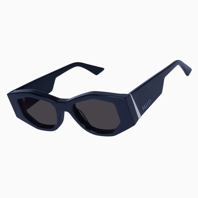 Valiant Gloss Black w. Silver Metal / Black Lens-Sunglasses-Valley-UPTOWN LOCAL