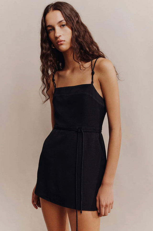 Vento Open Back Knotted Mini Dress - Black-Dresses-Shona Joy-6-UPTOWN LOCAL