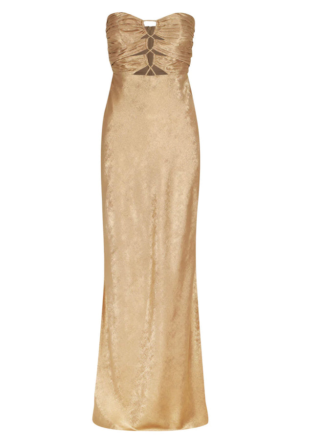 Royale Strapless Lace Up Maxi Dress - Gold-Shona Joy-6-UPTOWN LOCAL