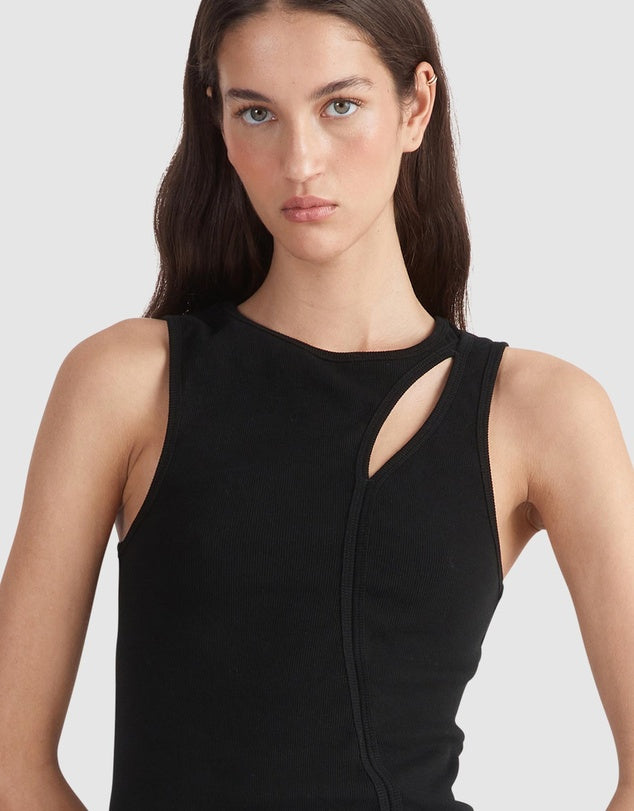 Bronte Cut Out Rib Tank -Black-ENA PELLY-6-UPTOWN LOCAL