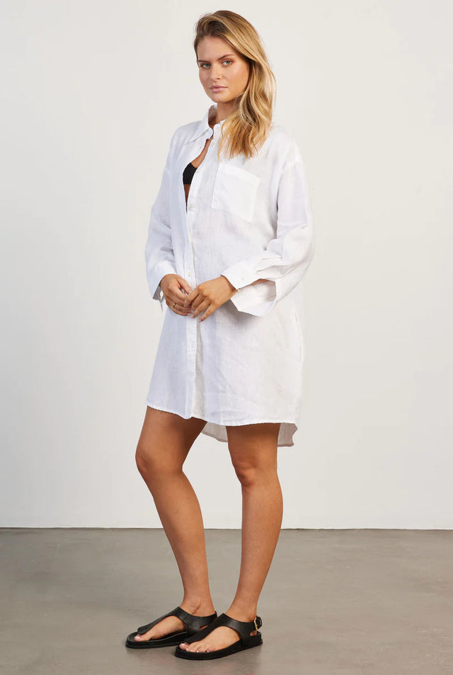 Hampton Linen Beach Dress - White-Academy Brand-XS/S-UPTOWN LOCAL