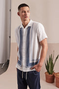Charlie Short Sleeve Shirt - White / Blue-Shirts-Academy Brand-S-UPTOWN LOCAL