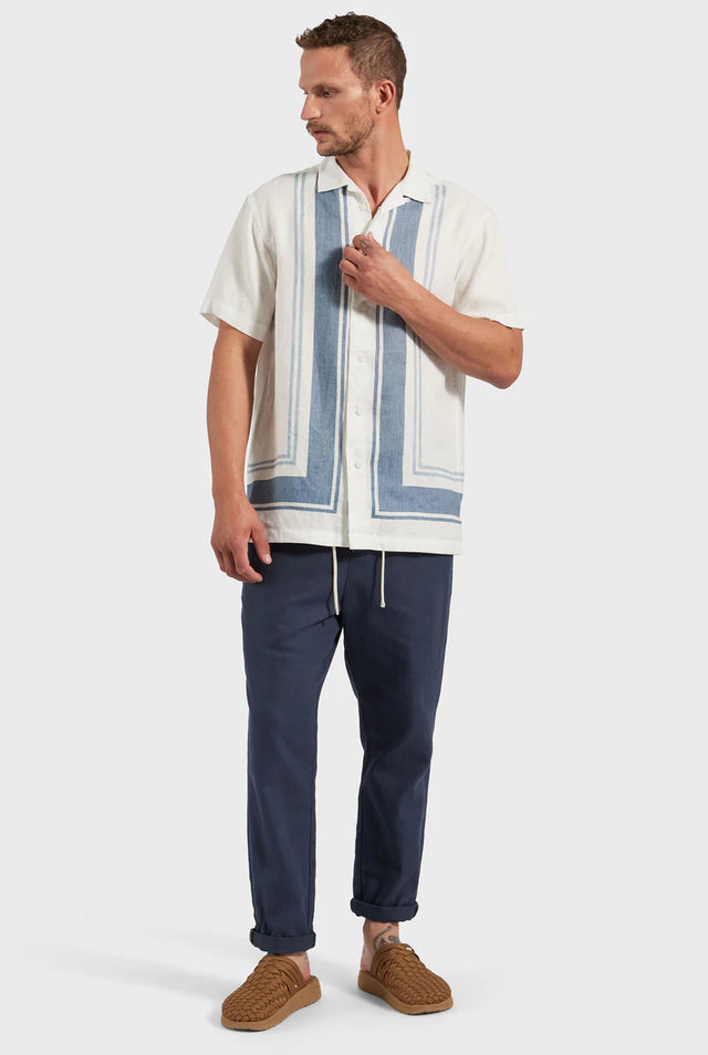 Charlie Short Sleeve Shirt - White / Blue-Shirts-Academy Brand-S-UPTOWN LOCAL