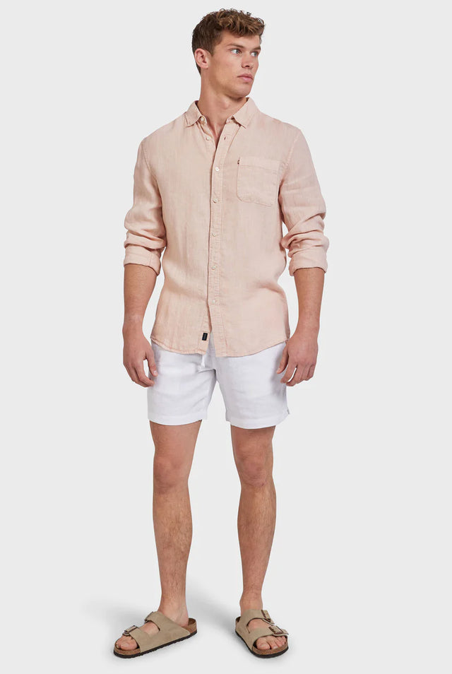 Hampton Linen Shirt - Peach-Shirts-Academy Brand-S-UPTOWN LOCAL