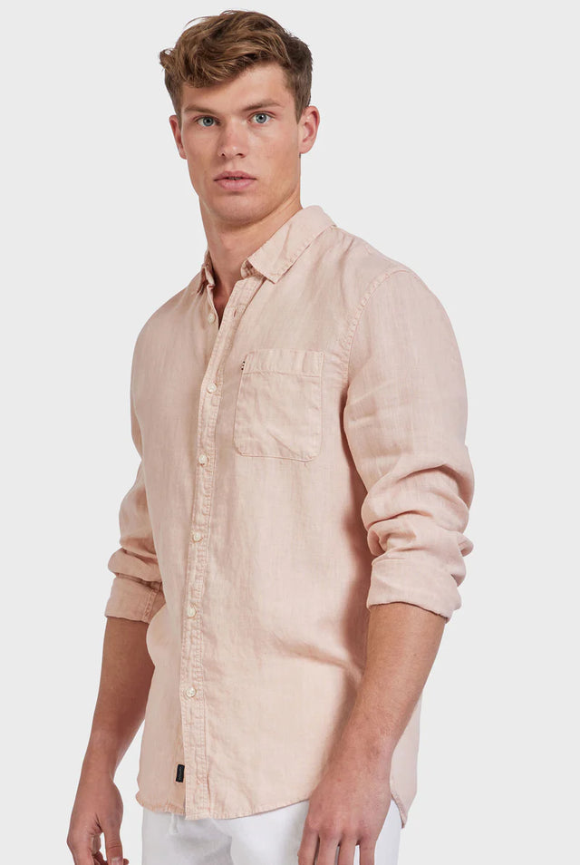 Hampton Linen Shirt - Peach-Shirts-Academy Brand-S-UPTOWN LOCAL