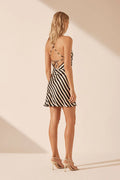 Escalet Silk Asymmetrical Mini Dress - Black / Cream-Dresses-Shona Joy-6-UPTOWN LOCAL