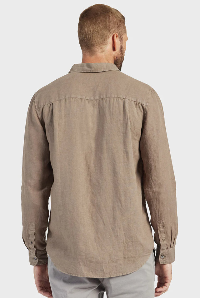 Mick Linen Shirt - Walnut-Shirts-Academy Brand-S-UPTOWN LOCAL
