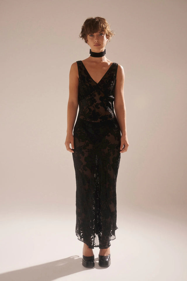 Eliza Dress Burnout Black-Dresses-Rolla's-6 / XS-UPTOWN LOCAL