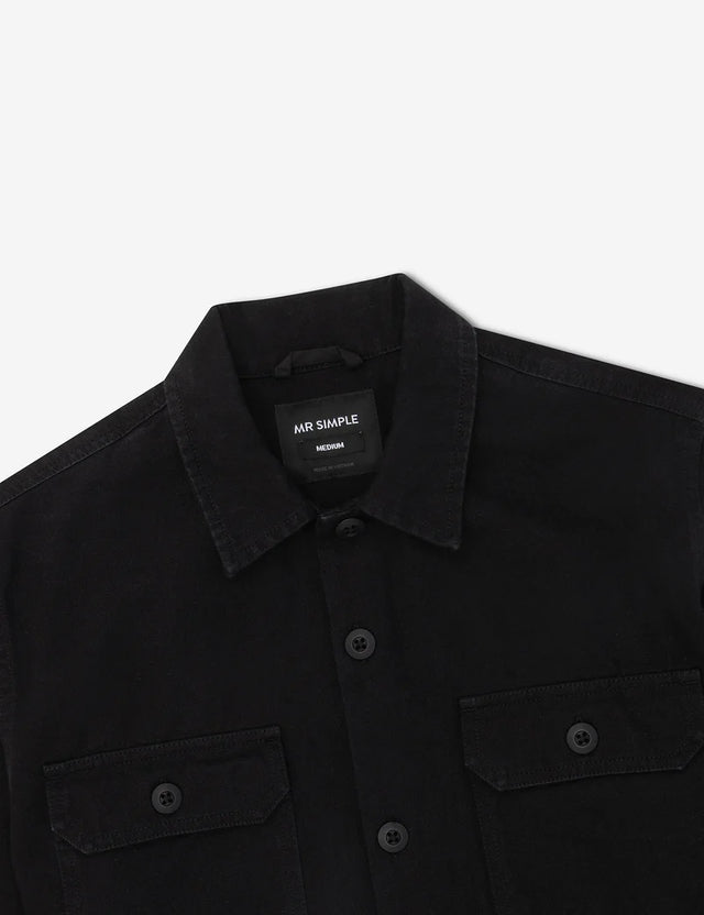 Overshirt - Black-Jackets-Mr. Simple-S-UPTOWN LOCAL