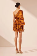 Natalina Tiered Drawstring Mini Dress - Shiraz / Tangerine-Shona Joy-6-UPTOWN LOCAL