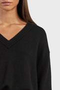 Academy Merino V-Neck - Black-Knitwear-Academy Brand Womens-XS-UPTOWN LOCAL