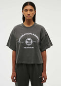 PE NATION -Throwback Boxy Tee - Washed Gunmetal-Tops-PE Nation-XS-UPTOWN LOCAL