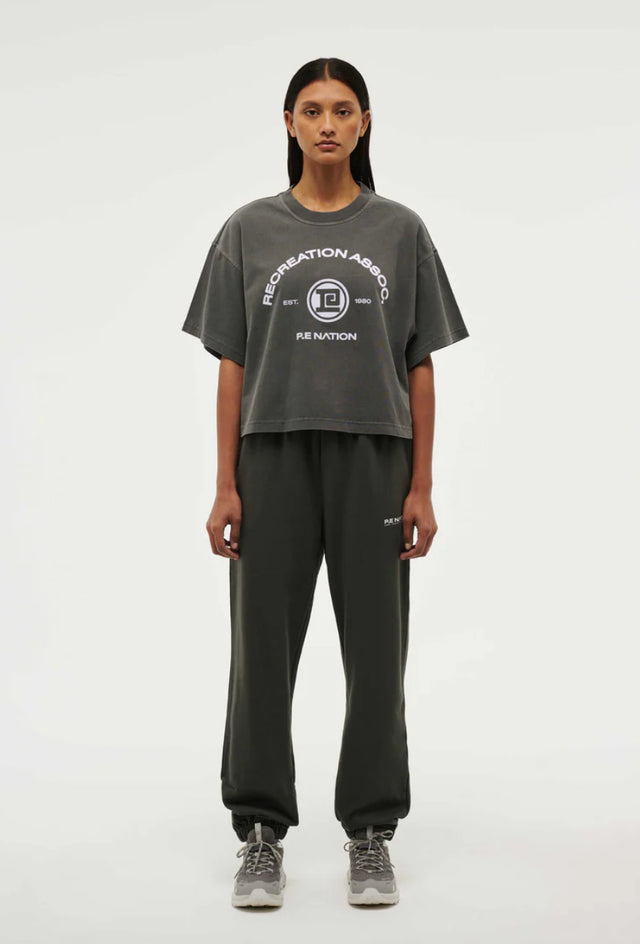 PE NATION -Throwback Boxy Tee - Washed Gunmetal-Tops-PE Nation-XS-UPTOWN LOCAL