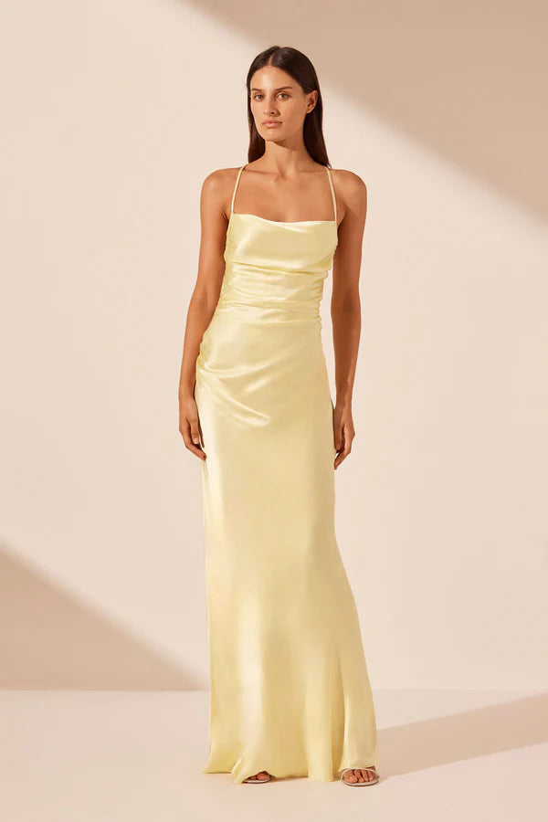 SHONA JOY - La Lune - Lace back Maxi Dress - Lemon-Dresses-Shona Joy-6-UPTOWN LOCAL