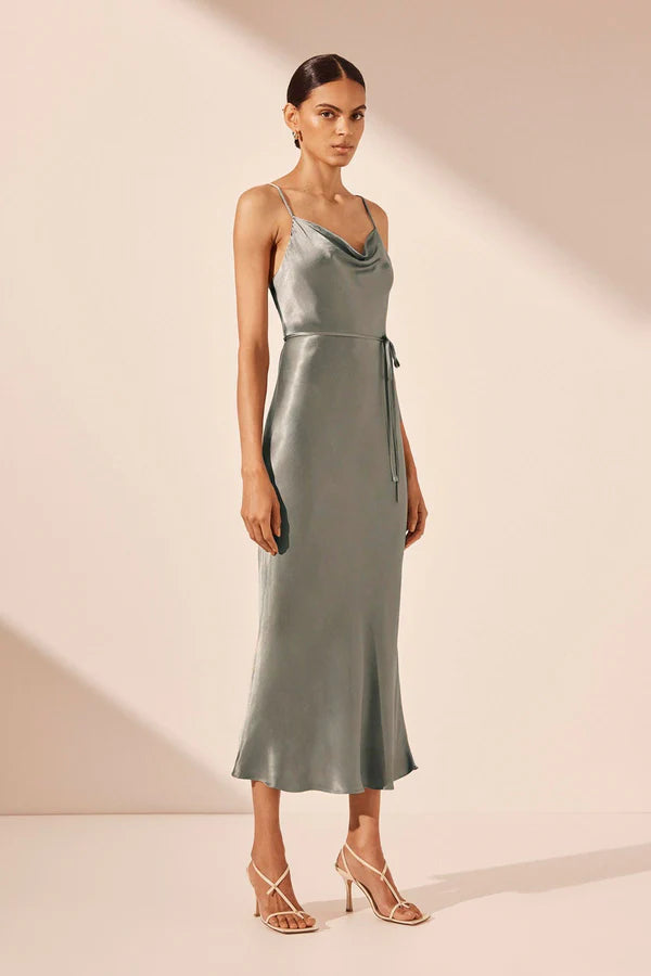 SHONA JOY - La Lune - Bias Cowl Midi Dress - Sage-Dresses-Shona Joy-6-UPTOWN LOCAL