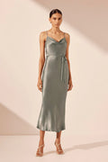 SHONA JOY - La Lune - Bias Cowl Midi Dress - Sage-Dresses-Shona Joy-6-UPTOWN LOCAL