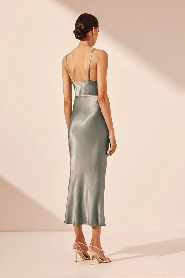 SHONA JOY - La Lune - Bias Cowl Midi Dress - Sage-Dresses-Shona Joy-6-UPTOWN LOCAL