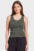 ACADEMY BRAND - Essential Rib Tank - Smoke Pine-Shirts & Tops-Academy Brand Womens-XS-UPTOWN LOCAL