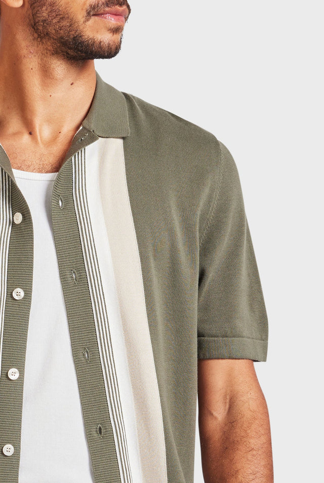 ACADEMY BRAND - Joey Stripe Knit SS Shirt - Smoke Pine-Shirts-Academy Brand-S-UPTOWN LOCAL