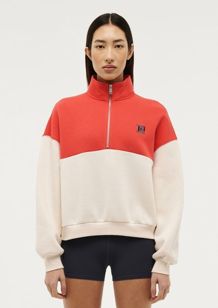 PE NATION - Centre Field Sweat - Whisper White / Poppy Red-Jumpers-PE Nation-XS-UPTOWN LOCAL