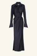 SHONA JOY - Shae Draped Shirt Maxi Dress - Aegean Blue-Dresses-Shona Joy-6-UPTOWN LOCAL