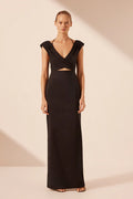 SHONA JOY - Lani Cross Front Ruched Maxi Dress - Black-Dresses-Shona Joy-6-UPTOWN LOCAL