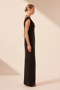 SHONA JOY - Lani Cross Front Ruched Maxi Dress - Black-Dresses-Shona Joy-6-UPTOWN LOCAL