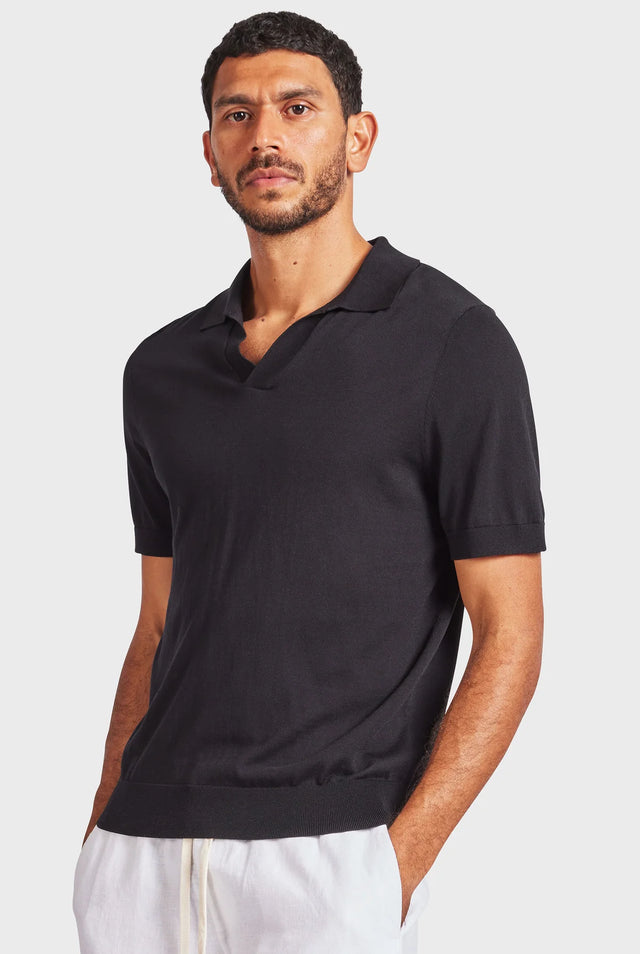 ACADEMY BRAND - Irvine Knit Polo - Black-Polo-Academy Brand-S-UPTOWN LOCAL